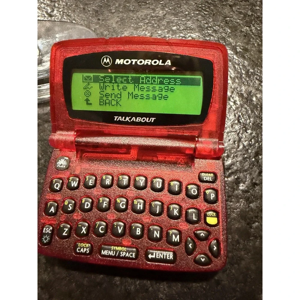 Vintage Motorola T900 Talkabout‎ 2-Way Pager Red Missing Battery Cover
